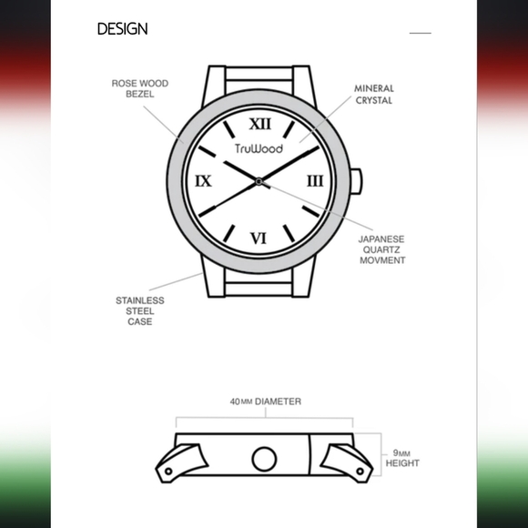 TruWood Architect Stainless Steel Sandalwood Men's Red and Black Watch - Picture 8 of 8